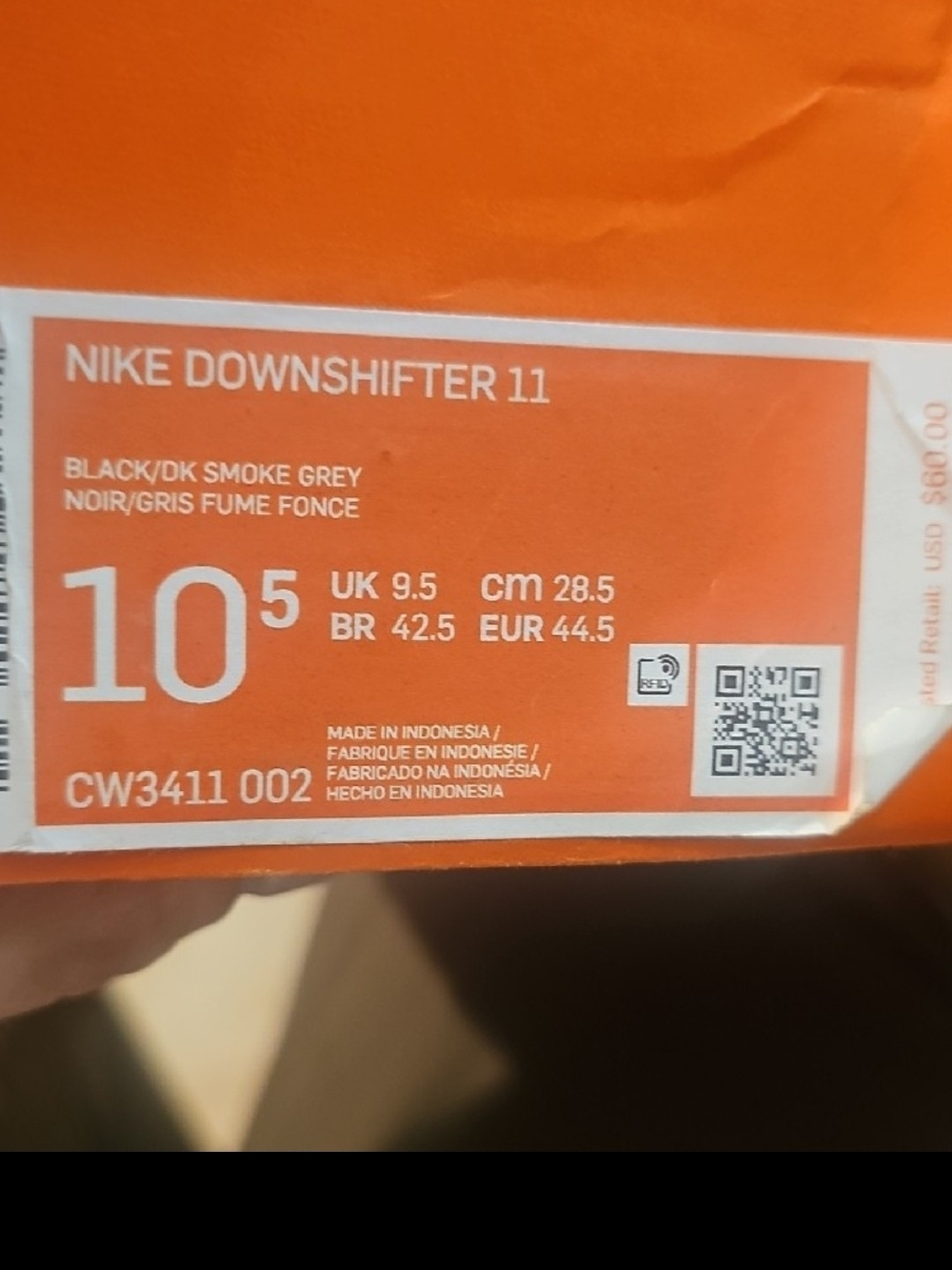 Nike NWT Men’s Downshifter Running Shoes - Black Size 11 Beat Up Box